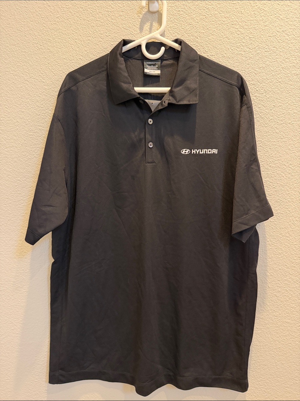 Nike DRI-FIT Men’s Black Polo Shirt with White Hyundai Chest Logo NWT